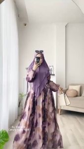 Humaira99 Gamis Syari Muslim Dress Hijab Muslimah Atasan Wanita Longdress Busui Terbaru Terlaris Pesta Lebaran Ceruti Abstrak Bunga Babidol Hairin Hairin9