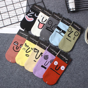 ผู้ชาย ผู้หญิง ถุงเท้ากีฬาตัดต่ํา ฤดูร้อน การ์ตูน อินเทรนด์ ตลก ระบายอากาศได้ดี ถุงเท้าเรือคู่ดูดซับเหงื่อ ผ้าฝ้าย ผ้า