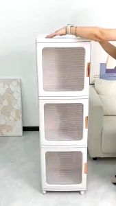 Versatile Foldable Wardrobe Storage Rack with Magnetic Doors and Durable Plastic Shelves