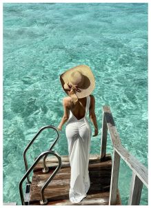 Moxi Mxon Goddess of the Pastoral Area Gown with Sashes Draped Long Skirt Asymmetrical Shoulder Beach Holiday Dress Elegant