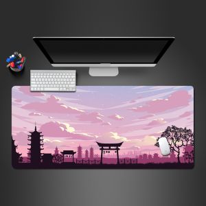 Tấm Lót Chuột Chơi Game Sakura XXL 1000x500mm Với Thiết Kế Phong Cảnh Độ Dày 3mm Chất Liệu Cao Su Dùng Cho Bàn Phím Và Văn Phòng
