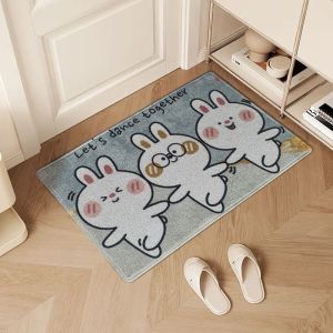 VIKAMA Cute Cartoon Floor Mat Non-Slip Absorbent Printed Rug Washable Indoor Decor Carpet for Living Room Bedroom Entryway Home