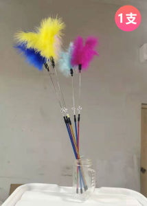 Big Pineapple Pet High Quality Rabbit Fur Feather Fox Fur Long Steel Wire Cat Toy Natural Fur with Bell Cat Teaser