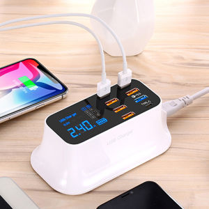 Multi 8 Port USB Dock Quick Charge 3.0 USB Type C PD Charger Station Led Display Fast Charging Phone Tablet USB HUB Charger For iPhone Samsung XIAOMI Redmi Realme Honor Adapter Wall Chargers