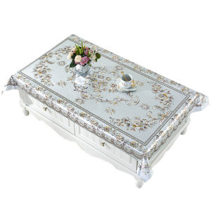 Waterproof Oil-resistant PVC Tablecloth Dust-proof No-wash Tea Table Mat Dining Table Cloth Long Rectangle Plant Floral Pattern