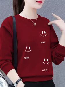 เสื้อฮู้ดคอกลมแขนยาวหลวมๆ สไตล์เกาหลีสำหรับผู้หญิง แฟชั่นฤดูใบไม้ผลิและฤดูใบไม้ร่วง เสื้อคลุมกันหนาวแบบลำลอง เสื้อผ้าทำงาน