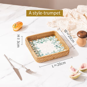 ทอมือ เปลือกหอย ถาดผลไม้ ตะกร้าขนมปัง ตะกร้าอาหารเช้า ตะกร้าขนมปังทรงสี่เหลี่ยมสไตล์ยุโรป ตะกร้าติ่มซํา อุปกรณ์รับประทานอาหาร