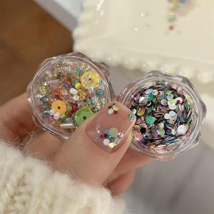1/2Boxes 3D Colorful Polka Dots Nail Art Sequins Mixed Sizes Round Slices DIY Flower Nails Flakes Ins Style Manicure Accessories
