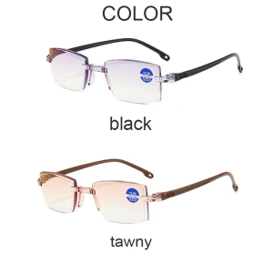 2 Pairs Rimless Bifocal Reading Glasses for Women Men Anti Blue Light Far Near Vision Presbyopic Eyeglasses +1.00 to +4.00