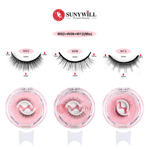 SUNYWILL 3 Pairs Self-adhesive Eye Lashes No Glue Required Resuable 3D Mink Hair False Eyelashes