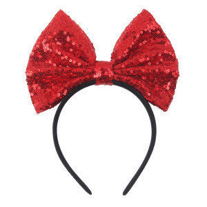New 7Big Glitter Sequin Bow Headband For Disney girls Festival Party Headwear Women Cosplay Travel Boutique Hair Accessories