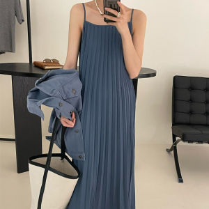 Retro Chic Womens Autumn Dress 2023 New Style Gored Skirt Sleeveless Dress Korean Style Commute Pure Color H-Shape Dress