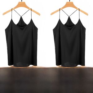 MiiOW | Áo ba lỗ không tay bằng vải lụa băng satin dành cho nữ mùa hè mỏng không tay áo lót ngực phong cách thường ngày không có phụ kiện
