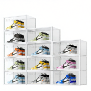Transparent Flip-Top Shoe Box Dustproof Basketball High Top Shoe Storage Display
