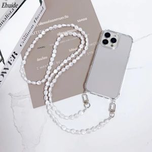 เคสกันกระแทกแบบสายคล้องไข่มุกหรูหราสำหรับ iPhone 17 Pro Max 16 14 13 12 Mini 11 15 Plus พร้อมสายคล้องคอ อะคริลิคใส