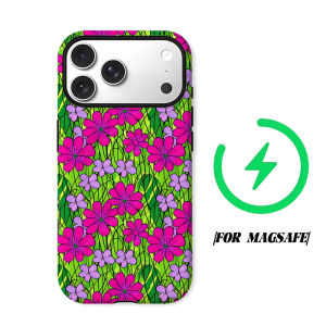 bright pink green flower Phone Case for iPhone 18 17 16 15 14 13 12 11 Air Pro Max Plus Double-layer Cover