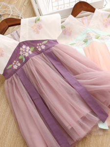 Princess Style Girls Hanfu Ruched Skirt Spring Summer Childrens Dress Baby Wind Tang Family Matching Outfits Sportswear