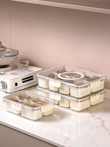 8 Grids Snack Tray Pots Spice Sealed Box Compartment Portable Kitchen Condiments Seasoning Storage