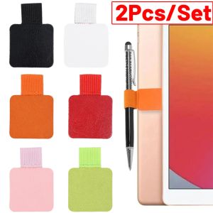 Universal 2Pcs Notebook Leather Pen Holder Clamp Self Adhesive Elastic Loop Pencil Clips for Journal Planners Tablet Stationery Stand Clip