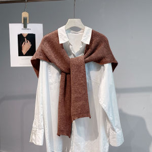 Air-Conditioned Room Shawl Summer Mens Spring and Summer Shoulder Outer Wear Internet Popular Shirt Winter Matching Skirt Knotted Knitting Cape Scarf