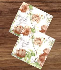 Party Dinner Napkin Serviette Disposable Paper Tissue - Colour Floral Rose Pink Champagne Blush Flowers Valentine Romantic Print [NSP117]