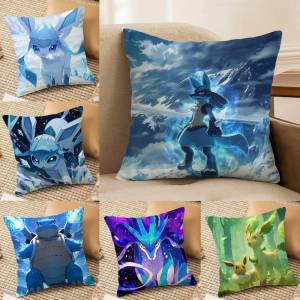 Bandai | Pokemon Kanto Region Anime Plush Pillow Cover Soft Short Plush Cushion Cover For Sofa Bedroom Living Room Decor Gift