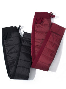 Thickened down Trousers Womens Outerwear Winter Fashion New Style Warm Cotton Pants mid Waist Long Nylon Fabric Bootcut Pants