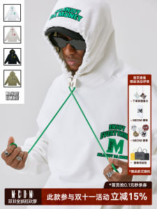 MEDM Trendy Brand Mens Oversize Hoodie Spring Autumn Loose Fit Zipper Closure Letter Print Casual Streetwear Sweatshirt