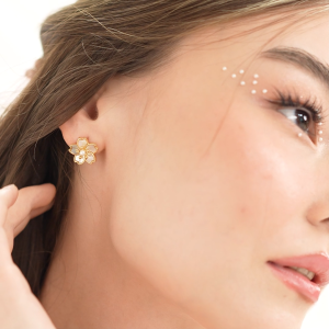 Mikana Gold Plated Sakura Kaiun Stud Earrings for women flower accessories hikaw earings earing gift