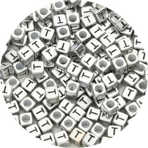 Bộ 50 Hạt Chữ Cái Acrylic 6x6mm Phối Ngẫu Nhiên Hình Vuông Dùng Làm Đồ Trang Sức Tự Làm - Vòng Tay Vòng Cổ