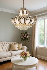 good jaya lighting lampu gantung crystal modern import 58cm model teratai 8587