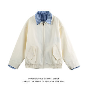 WUKONGYOUHUO | American Retro Check Color Block Fake Two-Piece Jacket