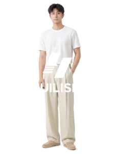 HUILISHI Men Solid Black Wrinkle Resistant Front Pleat Wide Leg Slacks High Waist Draped Loose Straight Casual Business Trousers with Side Pockets