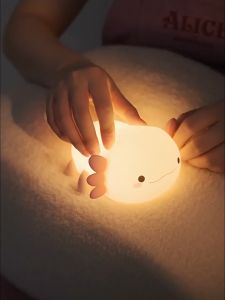 🔥[Ready Stock] Creative Lovely LED Cute Axolotl Silicone Tap Beside Lamp Night Light Gift Lampu Tidur Malam 小夜灯