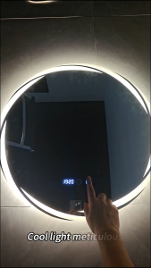 Wall Mounted Bathroom Makeup Mirror with LED light Round Lighting Decorative Smart Bathroom Dresser Beauty Mirror Defog