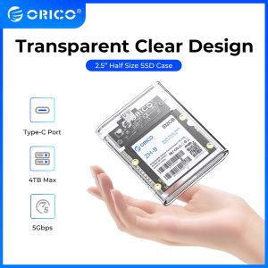 ORICO Transparent 2.5 Inches Half Size SSD Mini Enclosure 5Gpbs Max Support 4TB With Type C Cable 450mb/s Speed 256 GB SSD