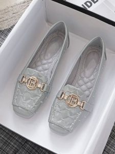 Mary Jane Flat Bottom Genuine Leather Womens Shoes Spring Autumn Winter Slip-On Casual Embroidered Low Heel Rubber Outsole