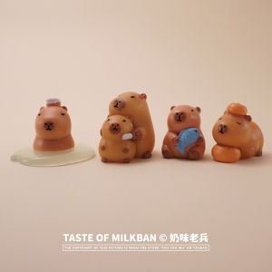 Cute Capybara Resin Figurine Car Desktop Micro Landscape Decorations DIY Accessories Semi-Handmade Chinese Style Home Decor