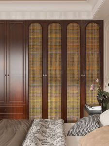 Retro Linen Glass Film Bathroom Bedroom Wardrobe Sliding Door Static Electricity Decoration Privacy Screen Partition Remodeling