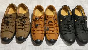 Hery Wrapped Toe Hollow Leather Sandals For Men/Casual Soft Leather Shoes