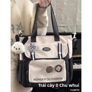 Túi Đeo Chéo Vải Canvas Dung Tích Lớn Phong Cách Hàn Quốc Túi Học Sinh Túi Học Sinh Phụ Nữ Túi Đựng Đồ Cho Học Sinh Cấp Trung