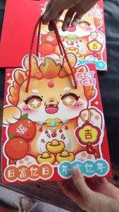 Túi hộp quai xách bé Rồng Tết 2024/ Túi đựng quà bánh mứt Tết 2024-BB191