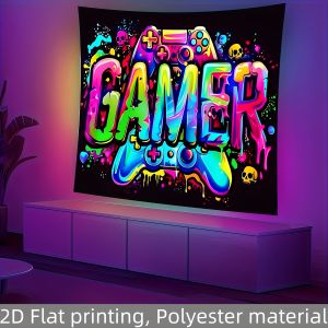 VIKAMA Fluorescent Gaming Controller Wall Tapestry Living Room Bedroom Office Home Decor Wall Art Wall Hanging