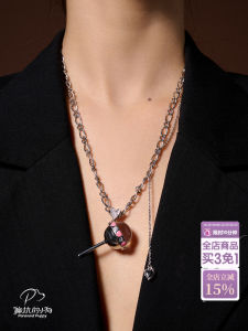 Lollipop Themed Sweet Cool Candy Necklace Womens Niche Design Hoodie Sweater Clavicle Chain Alloy Material  out Original Design