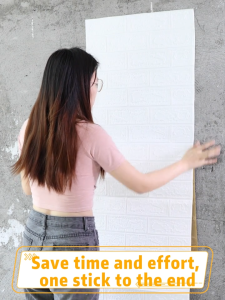 1pc -5m - 3D Self-Adhesive Foam Brick Wall Panel - Waterproof & Easy-to-Apply Vinyl Wallpaper Easy to Clean and Cut Pattern Home Decoration Suitable for Living Room Kitchen Bedroom Office Dormitory Renovation Indoor Aesthetic Upgrade