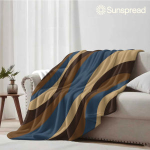 Beast Kingdom | brown blue wavy Soft Warm Flannel Blanket Lightweight Cozy Christmas Halloween Home Decor Room