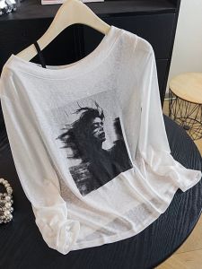 Retro Printed Long Sleeve Sun-Protective T-Shirt