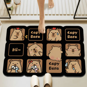 Bathroom Entrance Mat Anti-Fall Thickened Silicon Dinosaur Cartoon Style Bathroom Floor Mat Water Absorbent Non-Slip Doormat