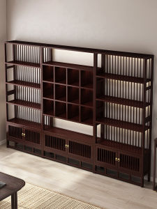New Chinese Style Office Partition Tea Cabinet Storage Rack Non-Real Wood Bamboo Multi-Treasure Case Display Shelf