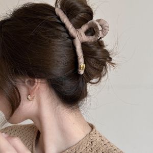 Black Fabric Hair Clip Womens Elegant New 2025 Hair Clip Large Shark Tail Clip Headwear Hair Accessories Korean Style Fresh out